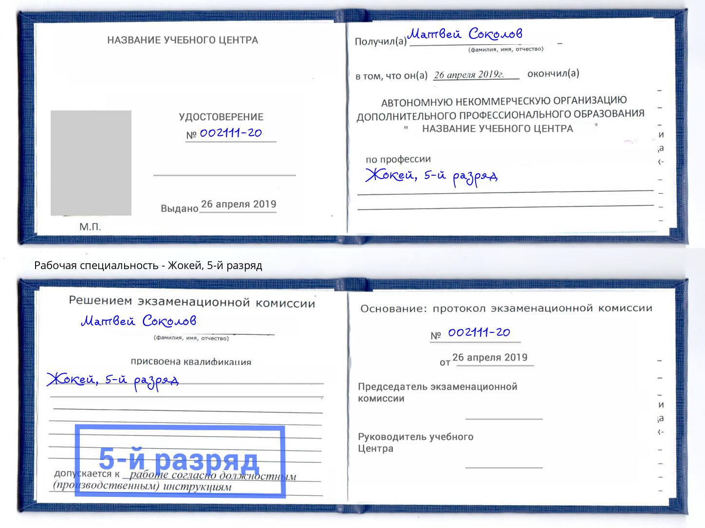 корочка 5-й разряд Жокей Вышний Волочёк