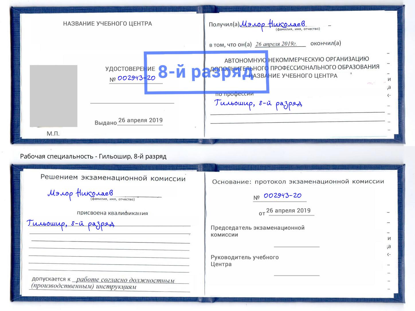 корочка 8-й разряд Гильошир Вышний Волочёк